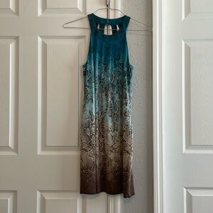 White House Black Market Blue Sheath Halter Midi Dress